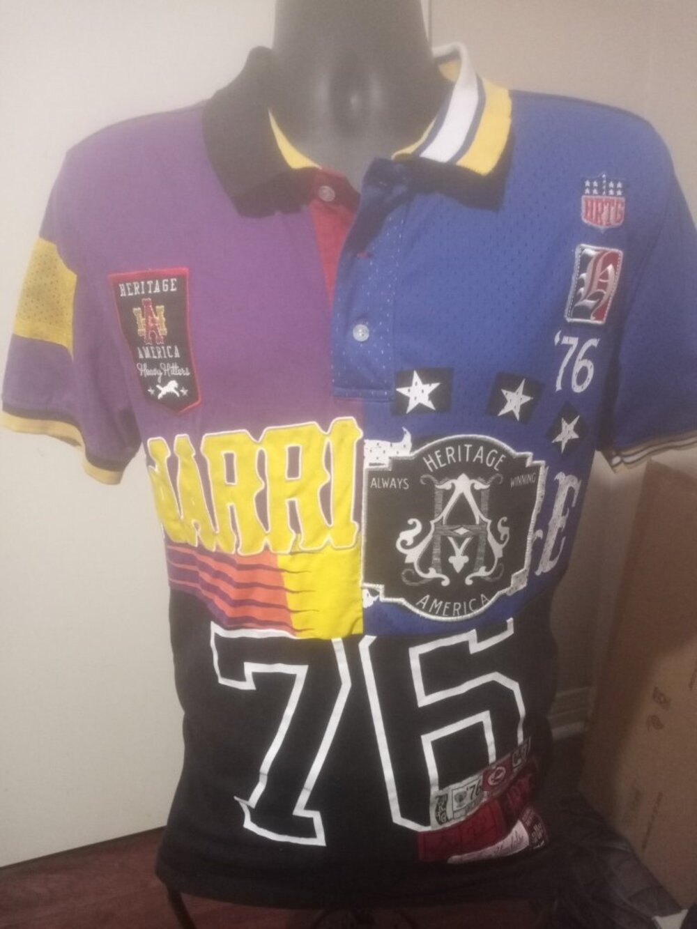 RARE The Heritage By America 1776 Denim Distillery All Over Stitched Shirt Large